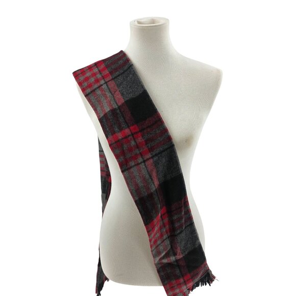 Red & Gray Plaid Hat & Scarf Set With Flower Accent - Picture 7 of 10